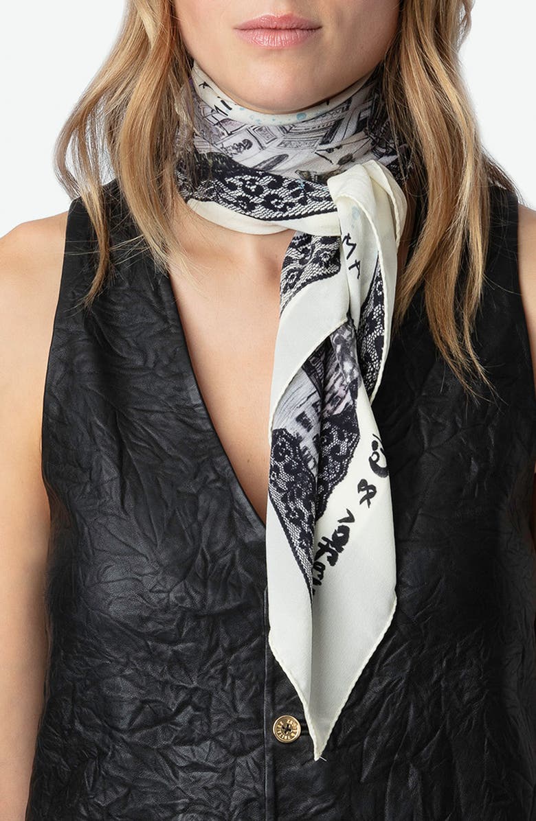 Zadig & Voltaire Blondie Zadigcity Silk Scarf, Main, color,