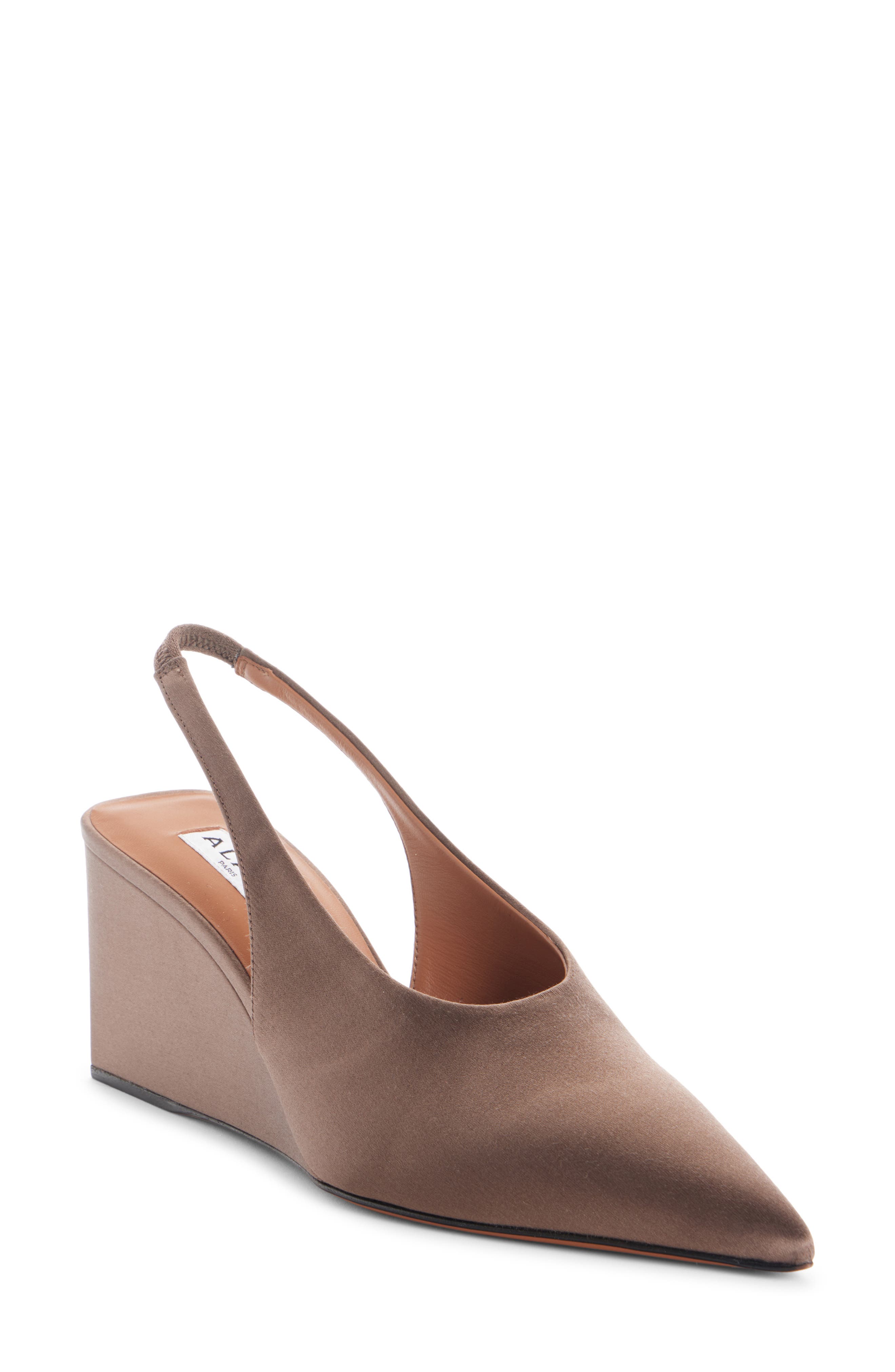 Alaïa Cube Slingback Wedge Pump, Main, color, Chataigne