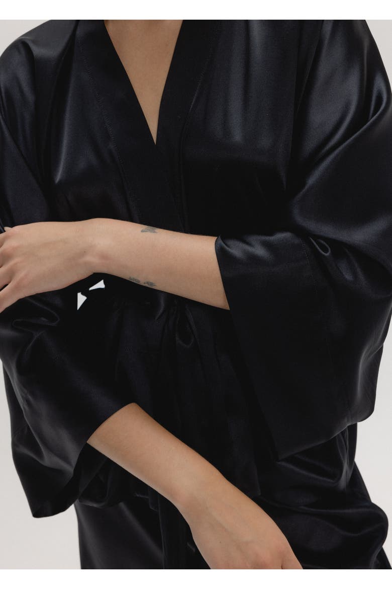 Silk Long Sleeve Jacket, Alternate, color, Black