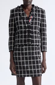 Thom Browne Windowpane Check V-Neck Cardigan Jacket