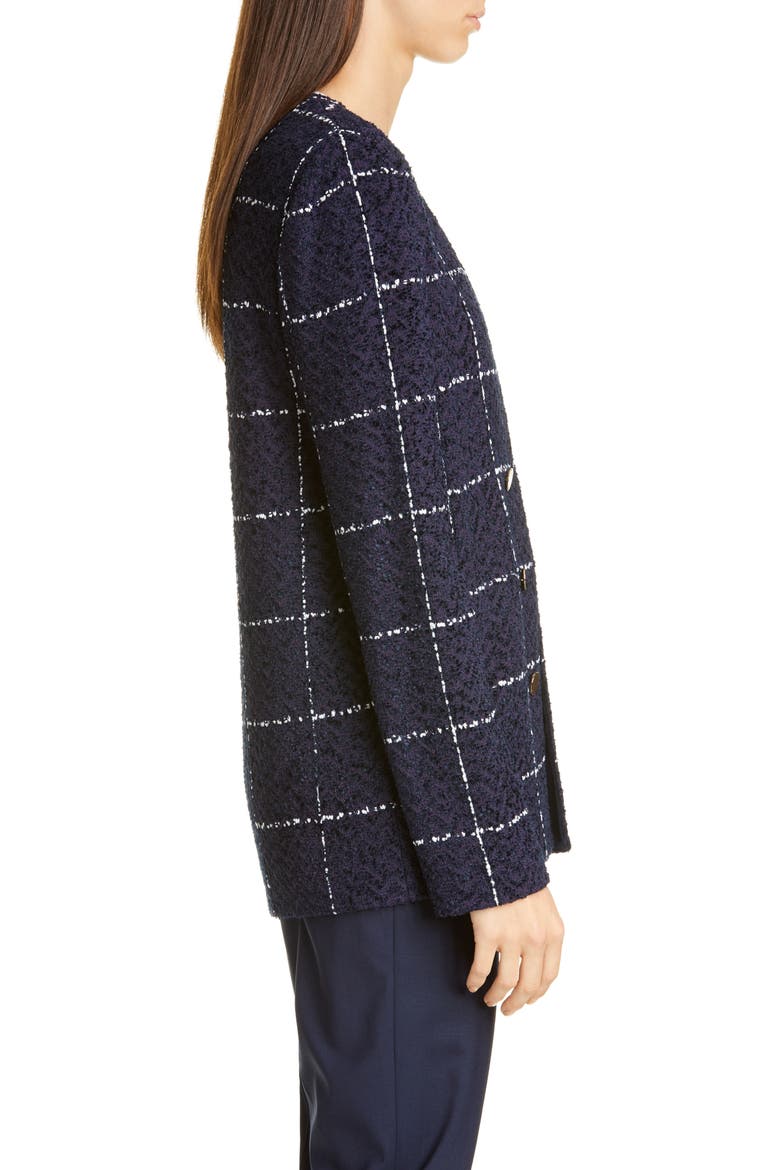 Herringbone Grid Knit Jacket, Alternate, color, NAVY/ WHITE