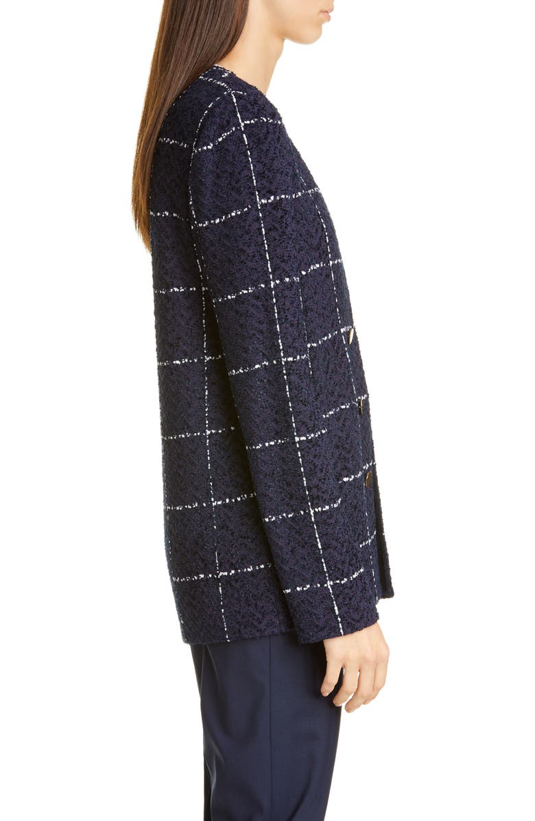 St. John Collection Herringbone Grid Knit Jacket, Alternate, color,