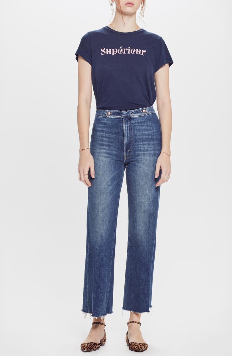 MOTHER The Loop De Loop Frayed Wide Leg Jeans, Alternate, color, 