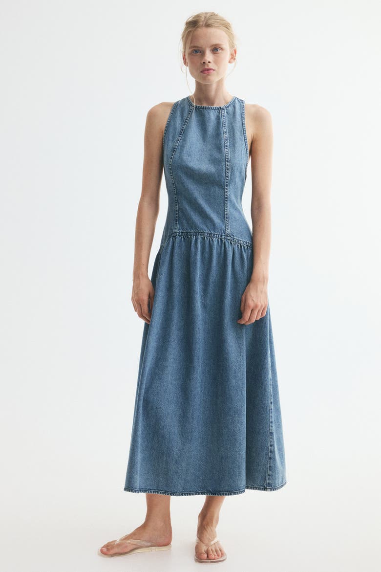 Denim Dress With Flared Skirt, Alternate, color, Denim blue