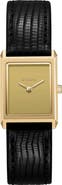 BREDA Small Virgil Leather Strap Goldtone Tank Watch, 20mm x 26mm