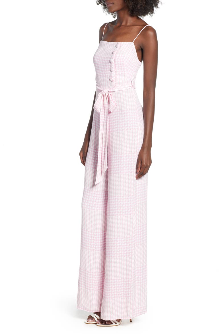 Mel Belted Jumpsuit, Alternate, color, PINK PLAID