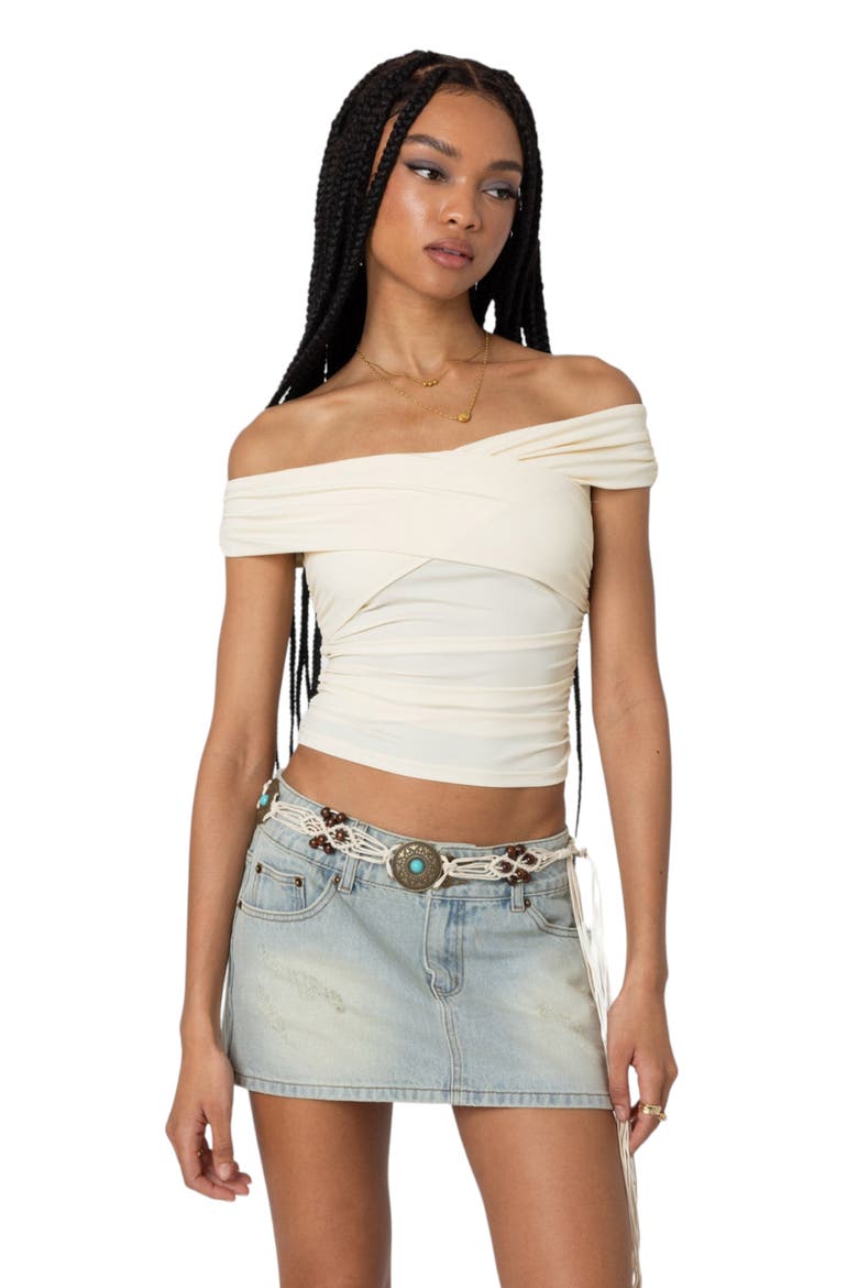 Crossover Off the Shoulder Top, Alternate, color, CREAM