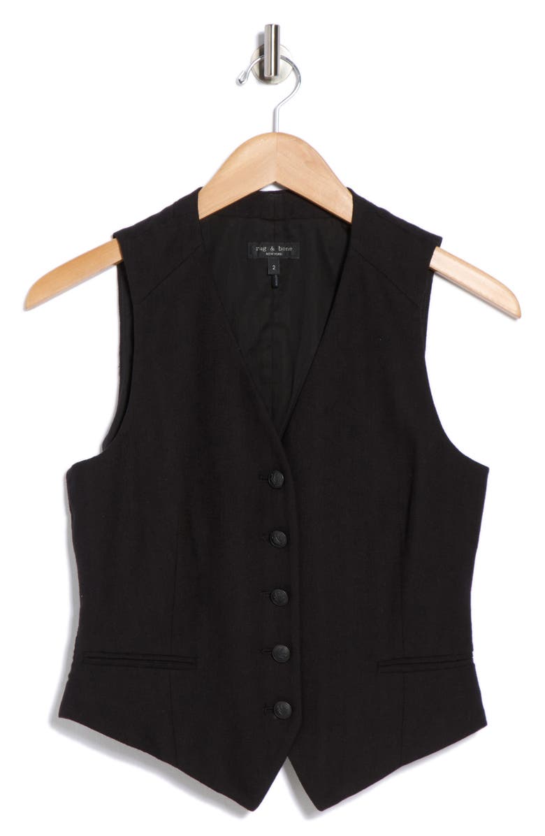 rag & bone Cressida Cotton & Linen Vest, Alternate, color, Black