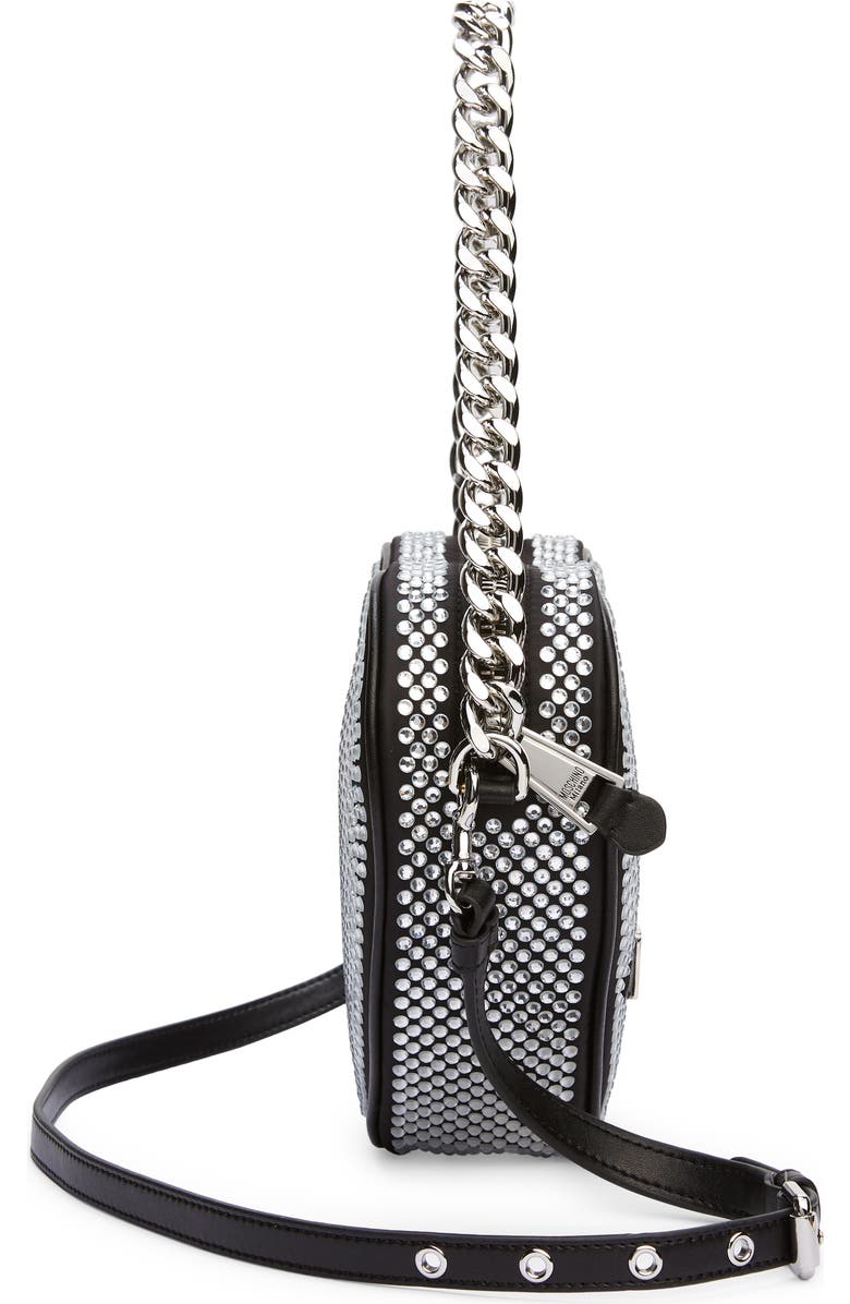 Moschino Heart Crystal Embellished Handbag, Alternate, color,