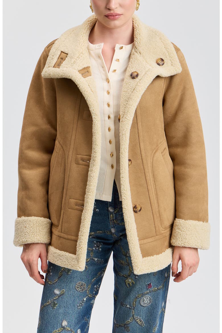Reversible Faux Shearling Coat, Alternate, color, VANILLA