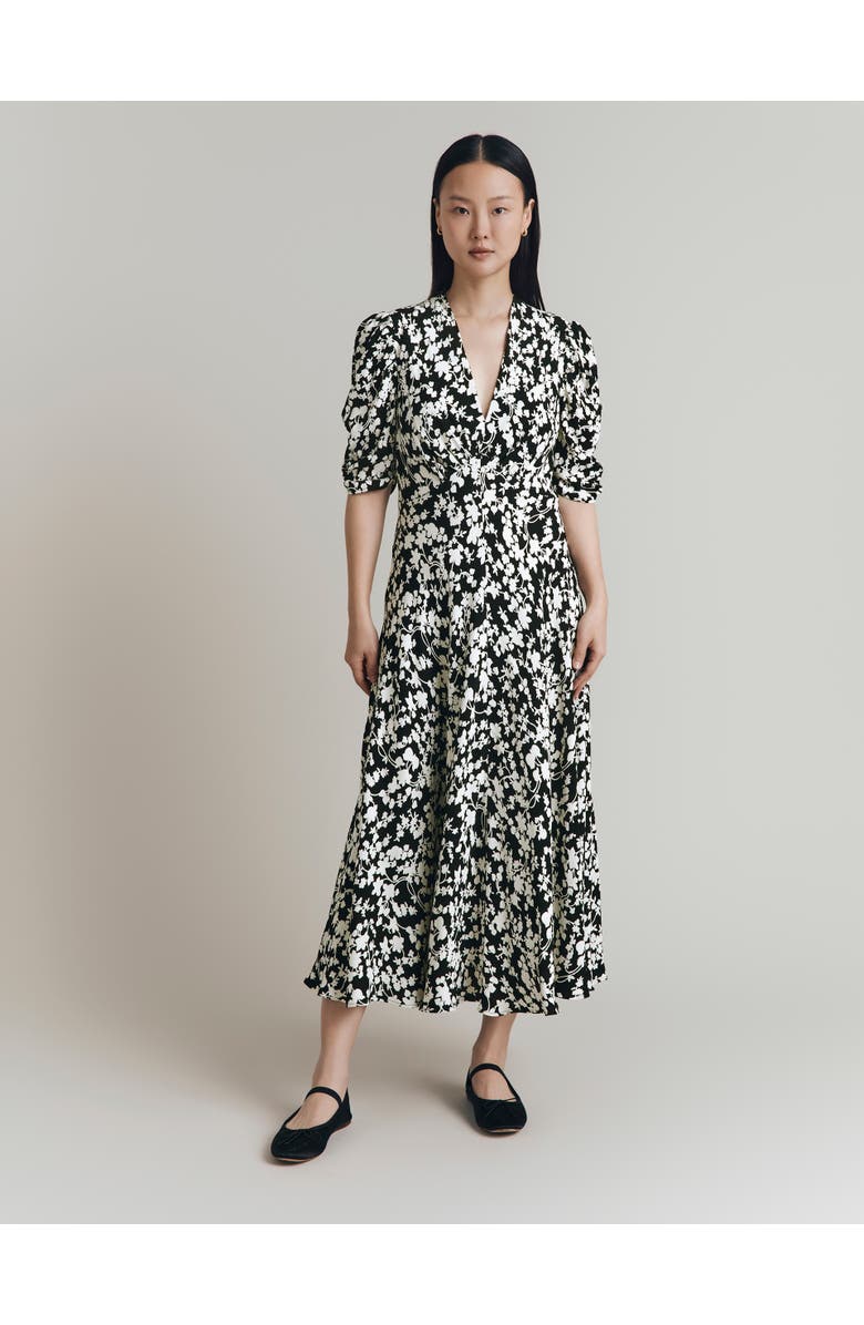 Ghost London Madi Crepe Floral Midi Dress, Alternate, color, Mono Floral
