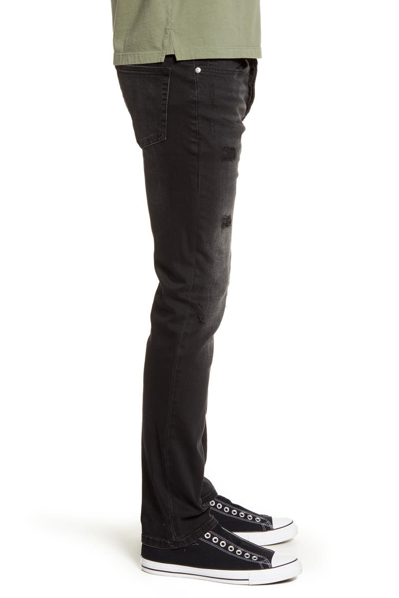 Ripped Slim Fit Jeans, Alternate, color, WASHED BLACK