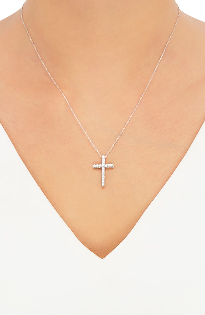 Frankie & Zoe 14K White Gold Diamond Cross Pendant Necklace, Alternate, color, White Gold