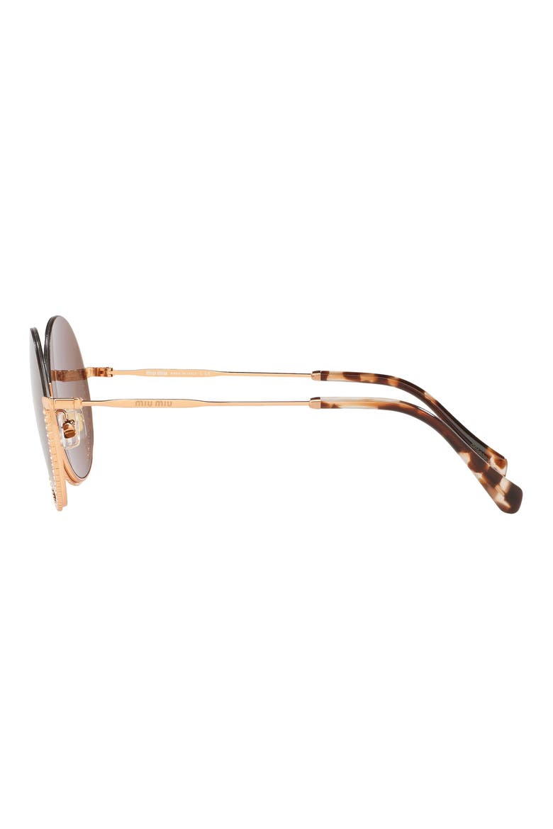 52mm Round Sunglasses, Alternate, color, PINK GOLD / BROWN