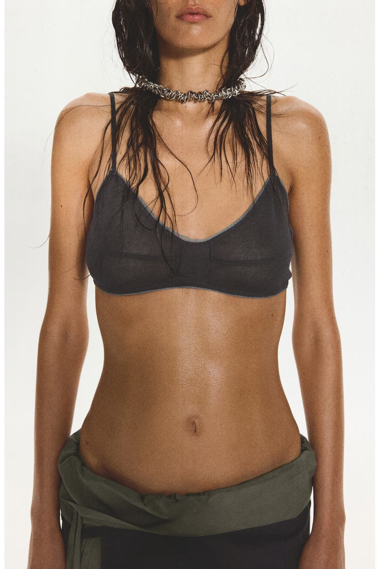 Semi-Sheer Knit Crop Top, Main, color, DARK BLUE