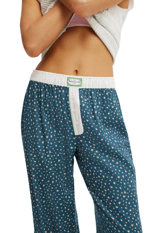 Cotton On Body Flannel Wide Leg Pant In Blue