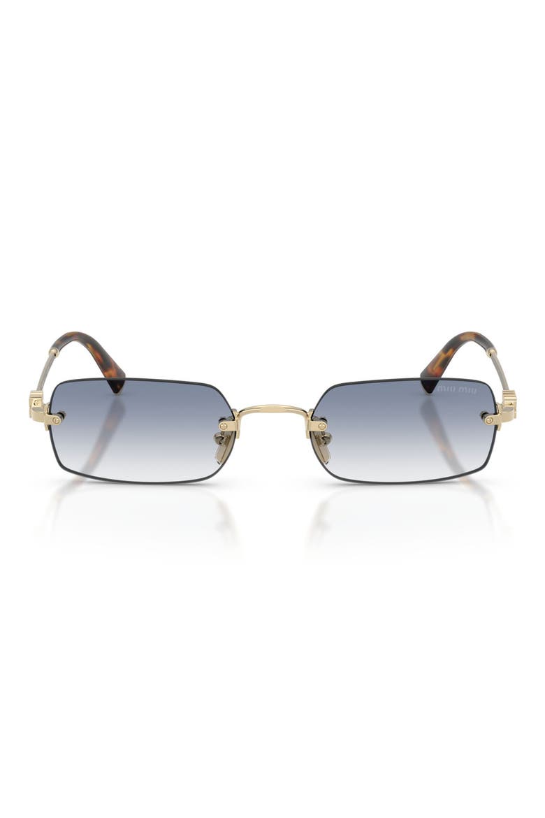 52mm Rectangular Sunglasses, Main, color, PALE GOLD / CLEAR / LIGHT BLUE