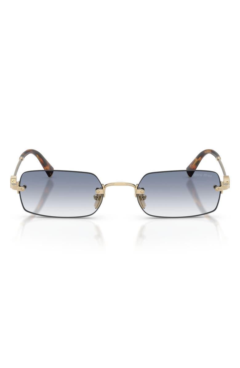 Miu Miu 50mm Rectangular Sunglasses, Main, color, Pale Gold / Clear / Light Blue
