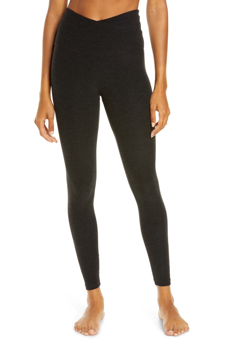 At Your Leisure Space Dye High Waist Midi Leggings, Main, color, DARKEST NIGHT