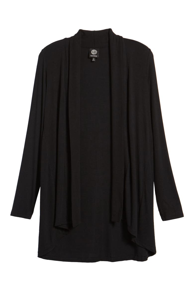 High/Low Jersey Cardigan, Main, color, BLACK