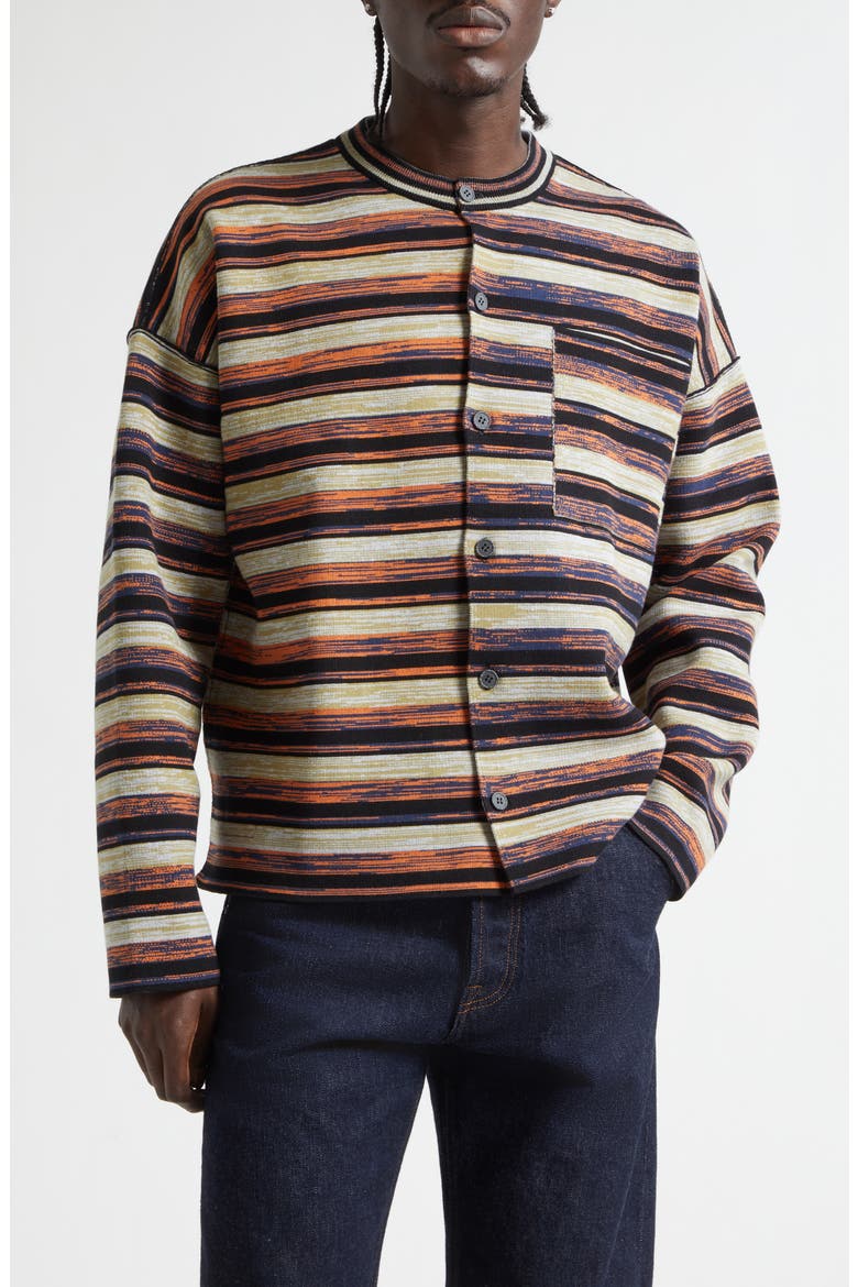 Matt Space Dyed Stripe One of a Kind Shirt Jacket, Main, color, BLACK MULTI