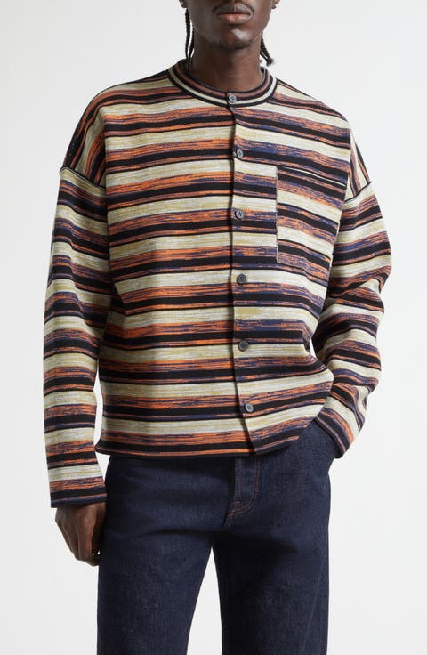 Matt Space Dyed Stripe One of a Kind Shirt Jacket