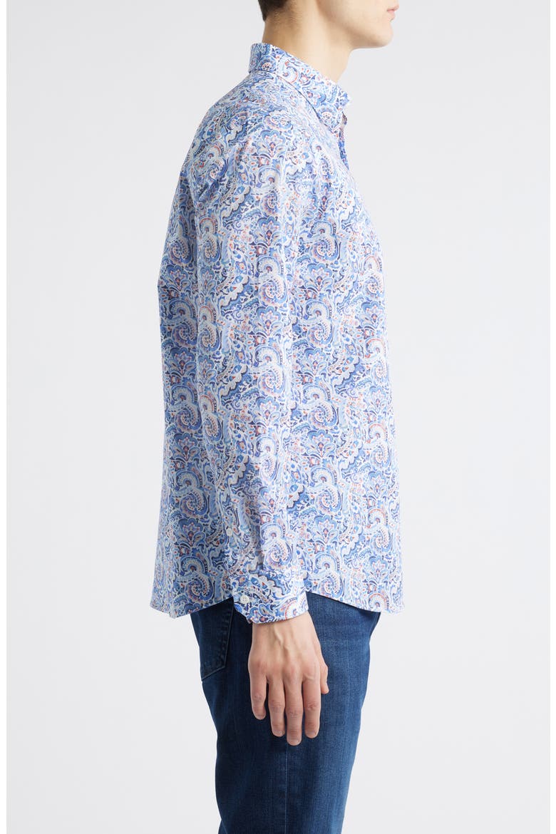 Large Mosaic Print Button-Up Shirt, Alternate, color, BLUE MULTI