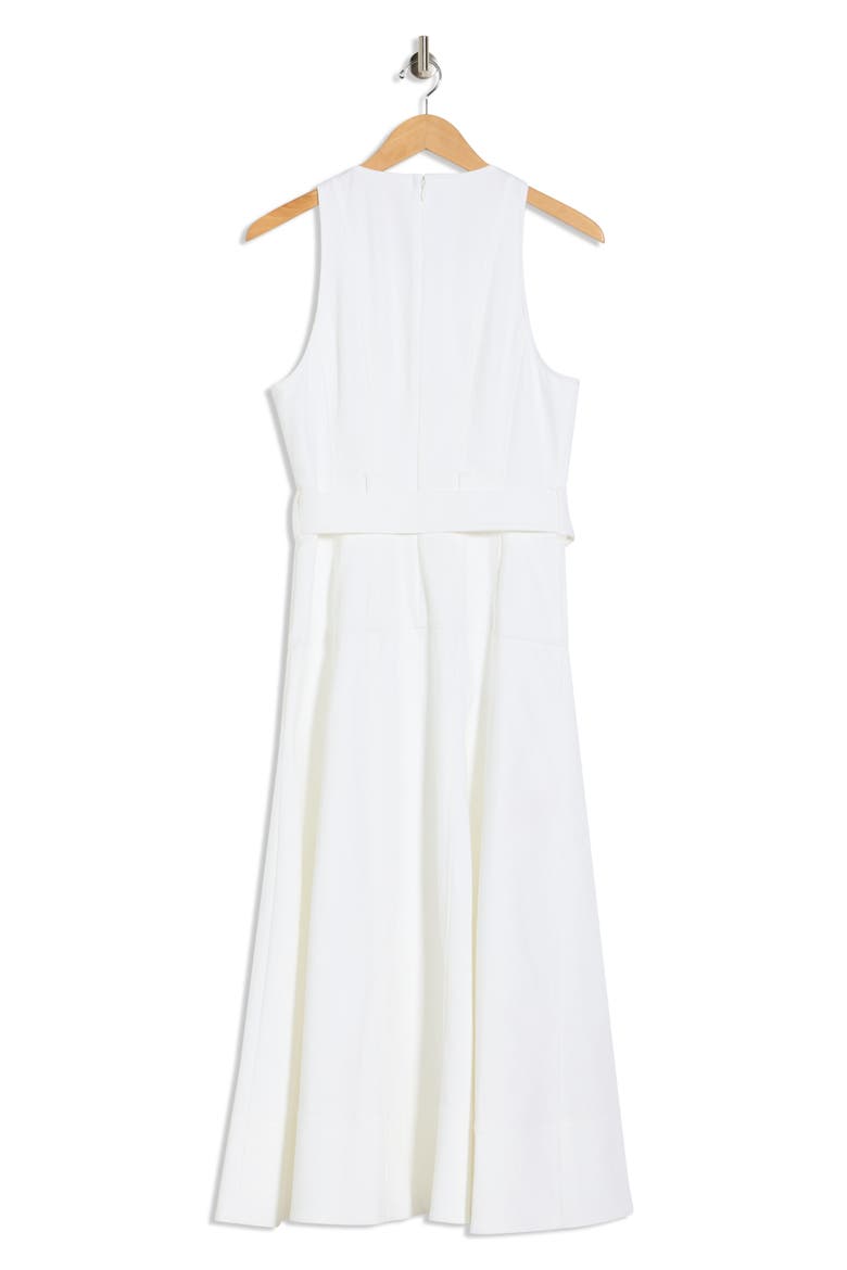 Margaret Sleeveless Cotton Blend A-Line Dress, Alternate, color, WHITE