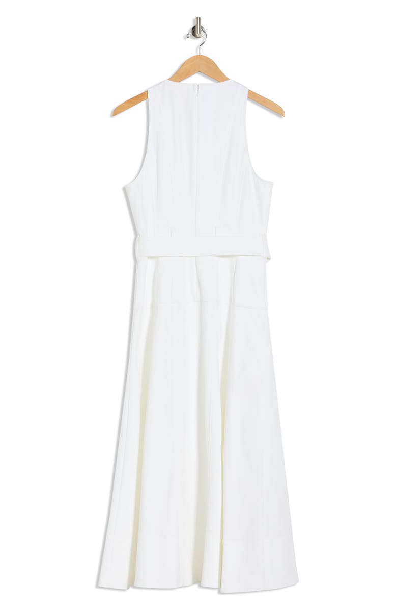 Cinq à Sept Margaret Sleeveless Cotton Blend A-Line Dress, Alternate, color, White