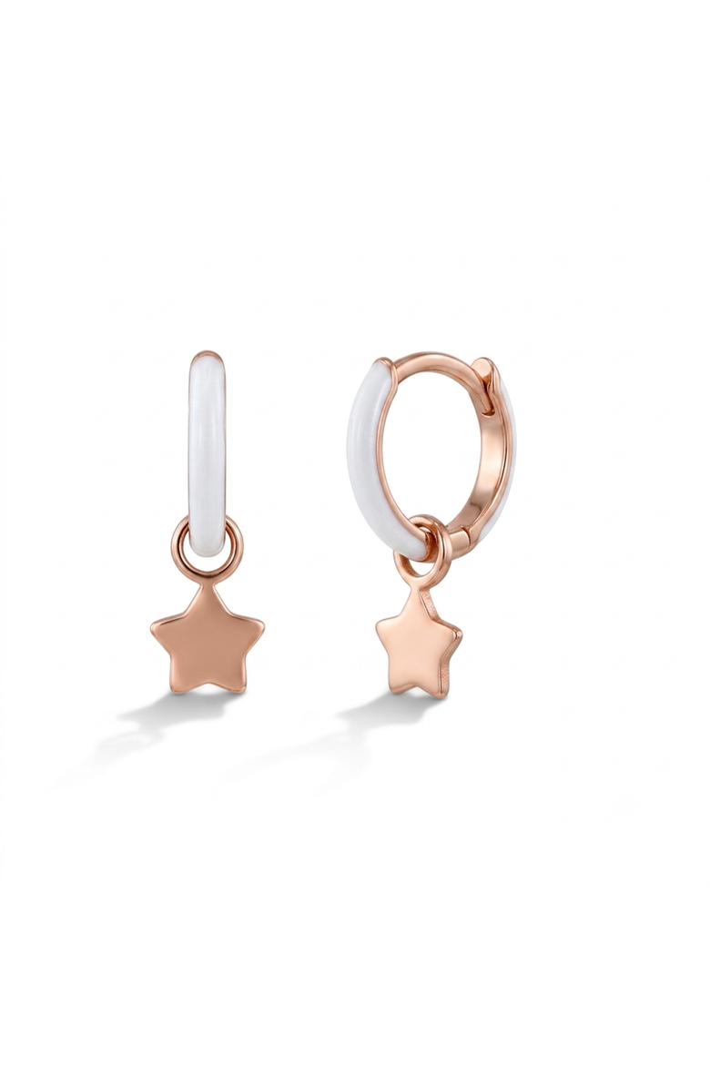 Dangle Star Girl Hoop Earrings, Main, color, White