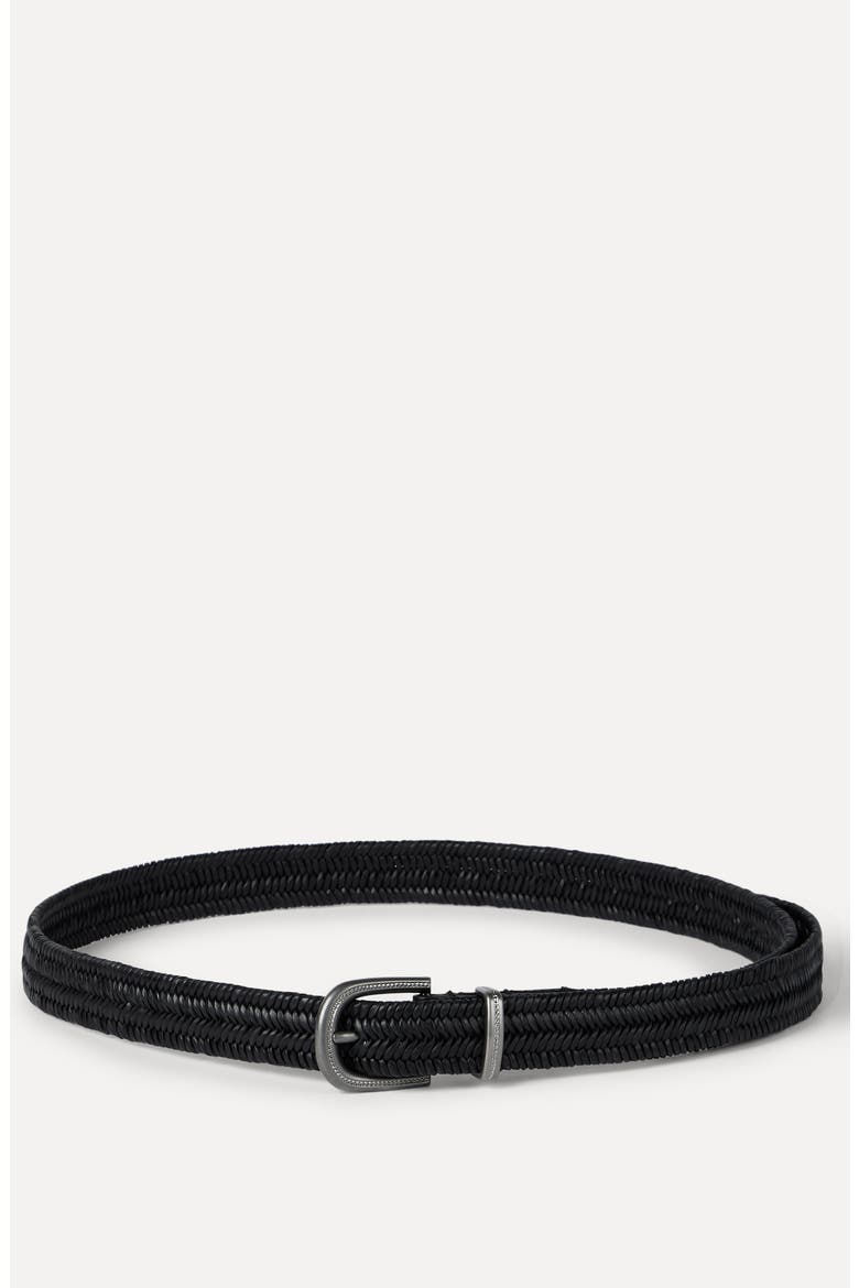 Stretch braided leather belt, Alternate, color, Black