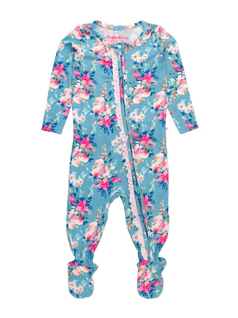 SoftSnooze Baby Girls Ruffle One Piece Footie Pajamas