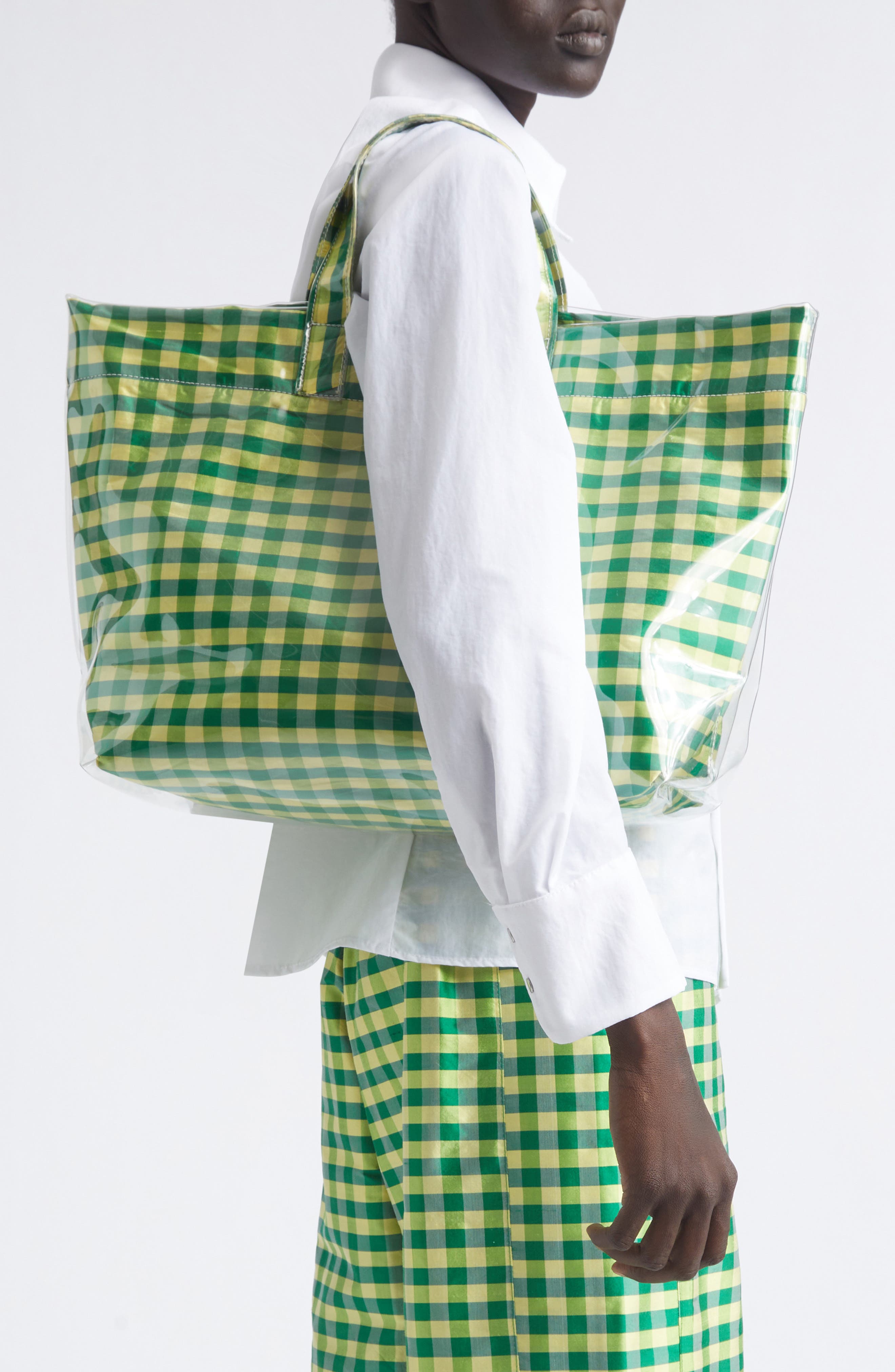Gingham Tote, Alternate, color, GINGHAM GREEN YELLOW