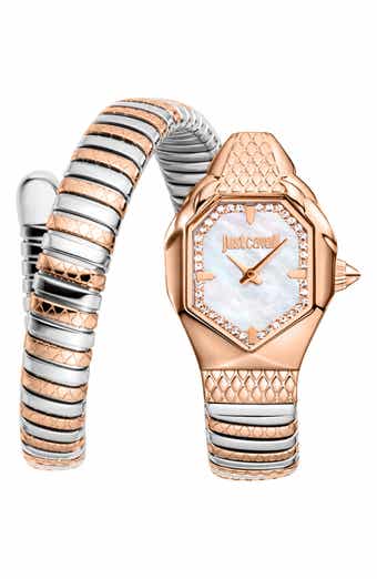 Just Cavalli Snake Wraparound Bracelet Watch, 22mm x 34.5mm