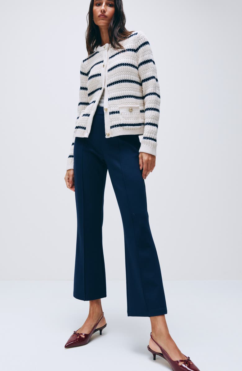 Caslon<sup>®</sup> Pull-On Stretch Ponte Kick Flare Leg Pants, Alternate, color, Navy Still
