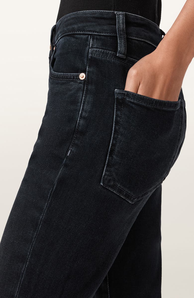 AllSaints Maisie Raw Hem Flare Jeans, Alternate, color, Blue Black