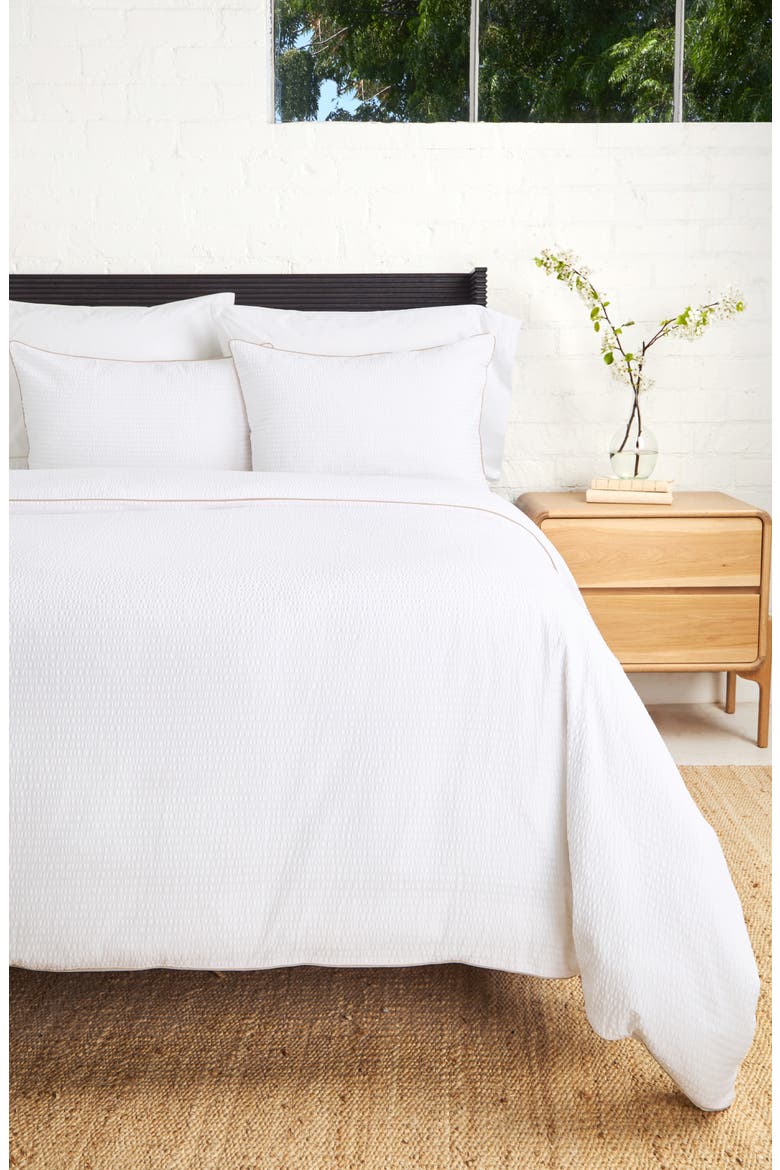 Emily Cotton Seersucker Duvet Cover & Shams Set, Alternate, color, WHITE/ NATURAL
