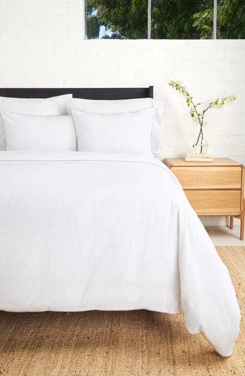 Pom Pom At Home Emily Cotton Seersucker Duvet Cover & Shams Set In White/natural