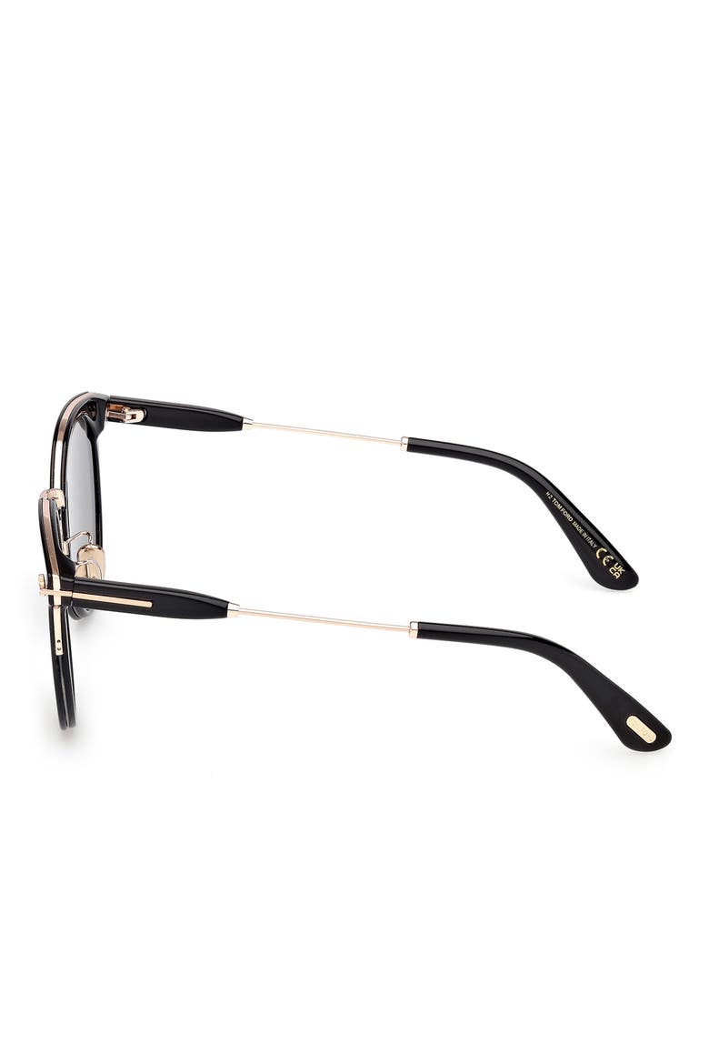54mm Round Sunglasses, Alternate, color, BLACK ROSE GOLD / SMOKE