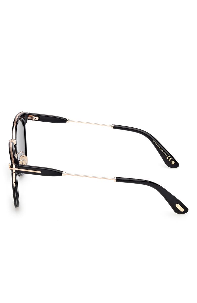 TOM FORD 54mm Round Sunglasses, Alternate, color, Black Rose Gold / Smoke