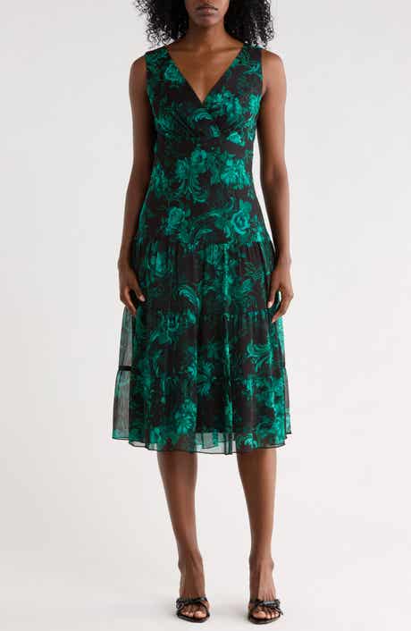 Floral Sleeveless Tiered Midi Dress