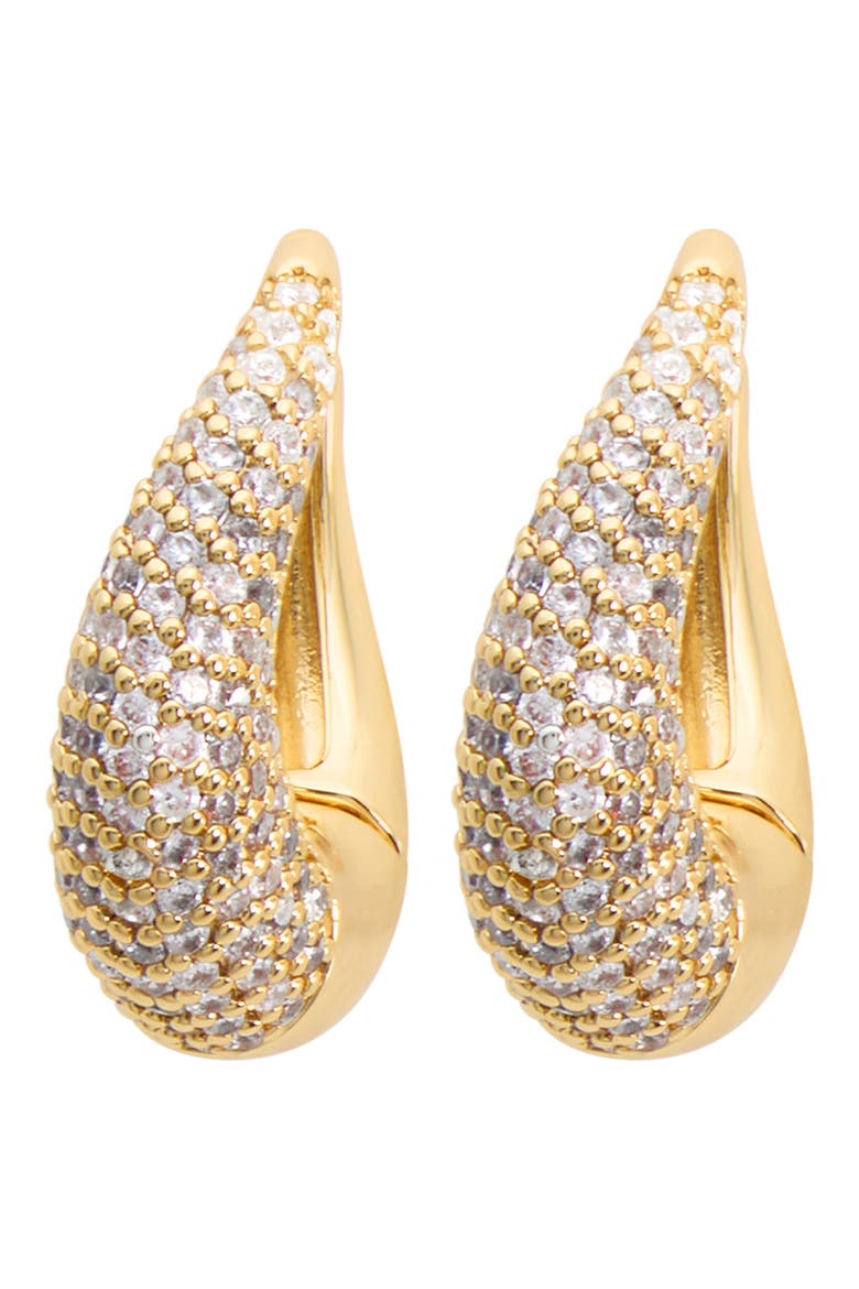 Cubic Zirconia Swirl Huggie Hoop Earrings, Main, color, GOLD