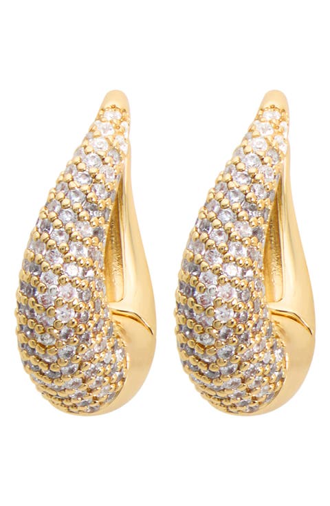 Cubic Zirconia Swirl Huggie Hoop Earrings