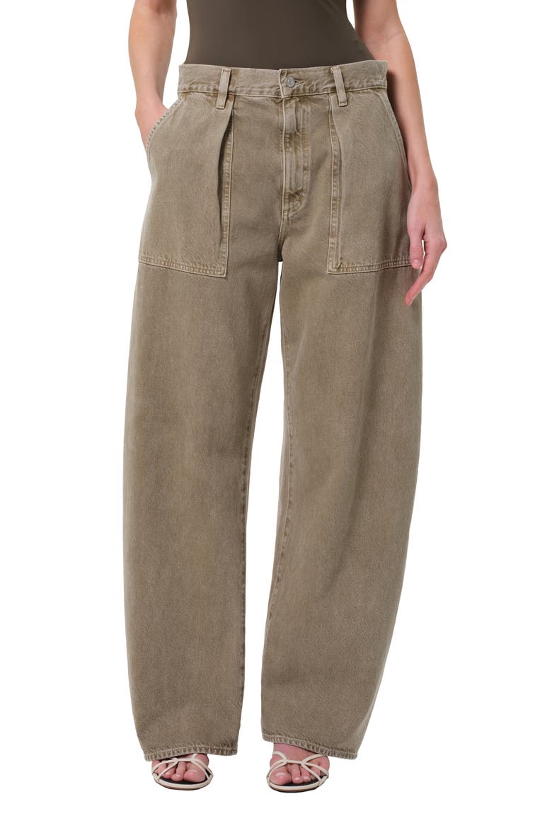 Sefton Pleated High Waist Barrel Jeans, Alternate, color, CHOLLA