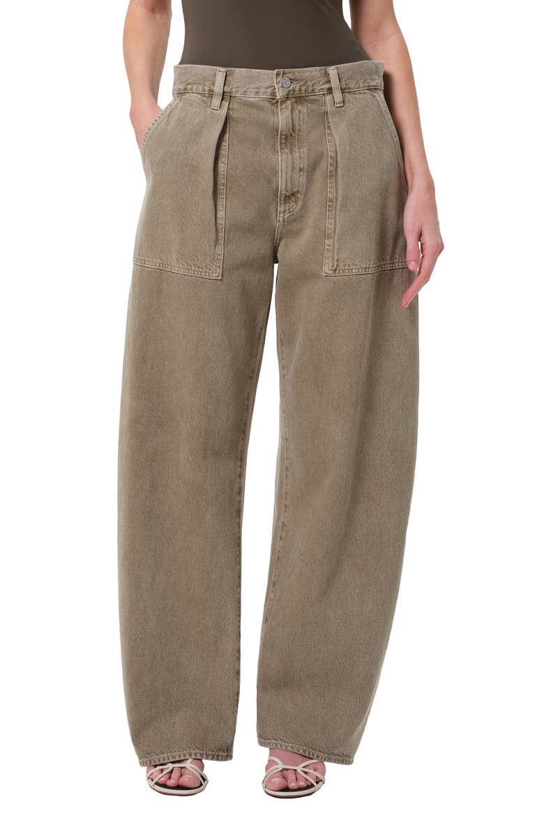 AGOLDE Sefton Pleated High Waist Barrel Jeans, Alternate, color, Cholla