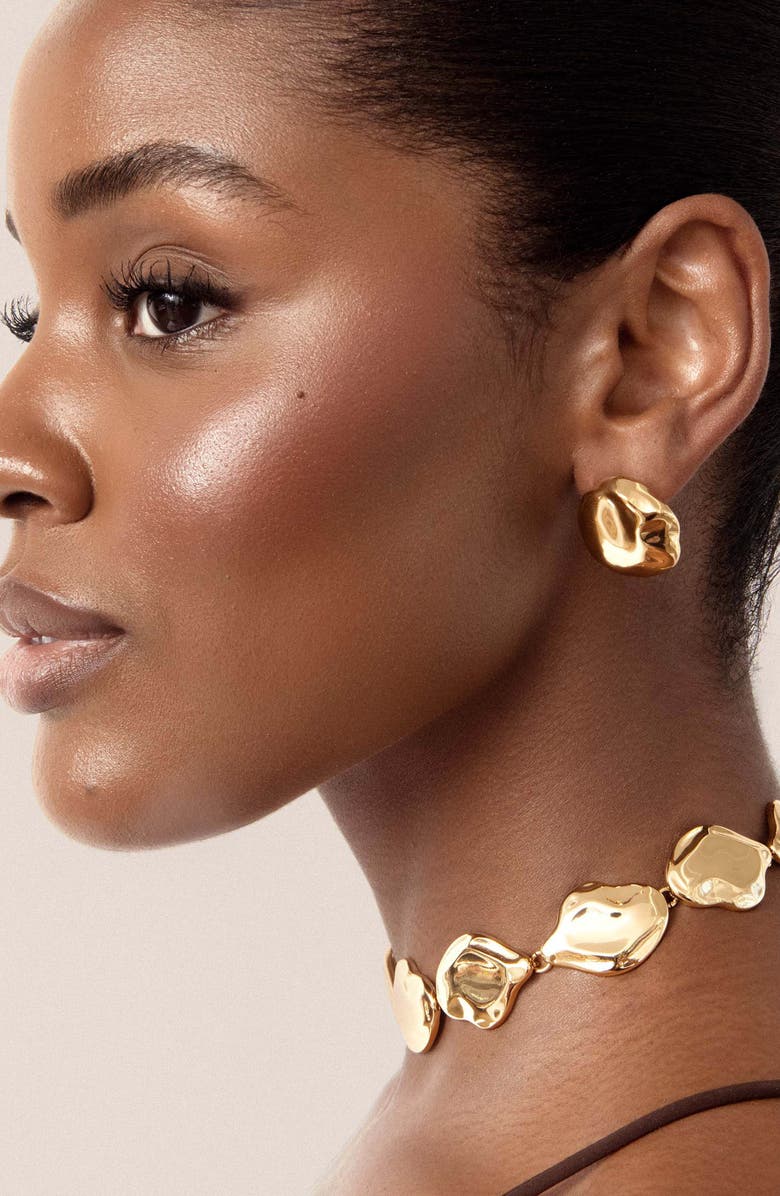 Ettika Molten Spheres Large Stud Earrings, Alternate, color, Gold