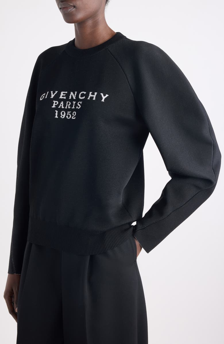 Givenchy Logo Intarsia Crewneck Sweater, Alternate, color, Black