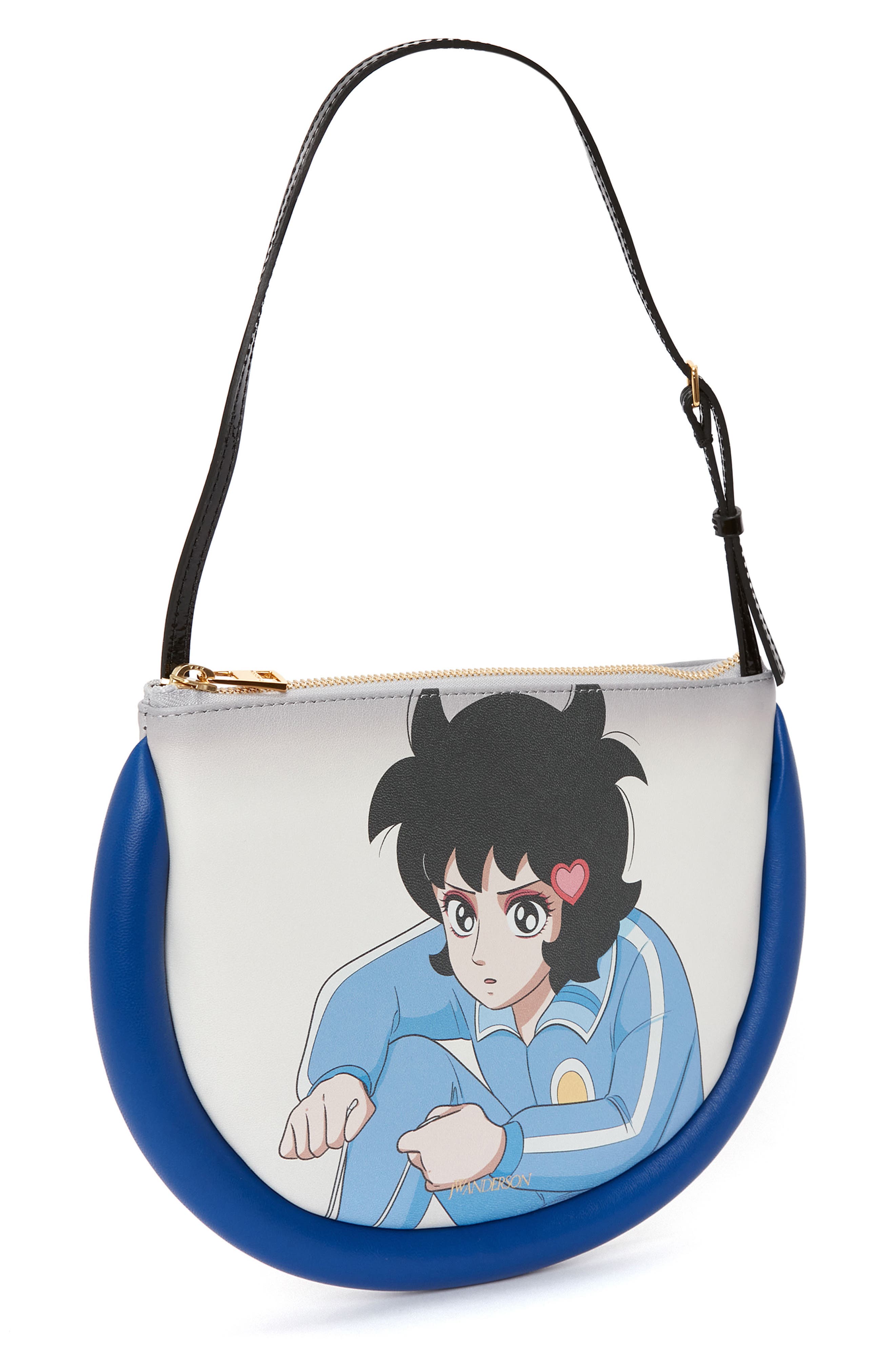 JW Anderson x 'Run Hany' Bumper Moon Leather Shoulder Bag, Alternate, color, 