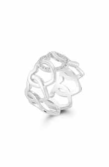 Rhodium Plated Heart Band Ring
