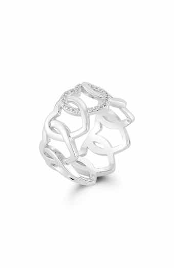 Rhodium Plated Heart Band Ring